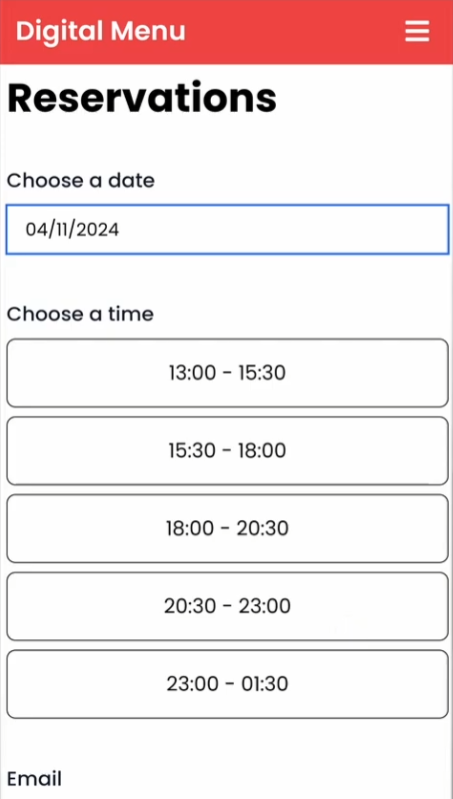 DigitalMenu mobile view 2