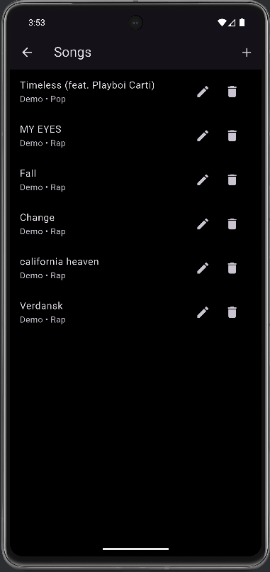 Spotofy playlist view