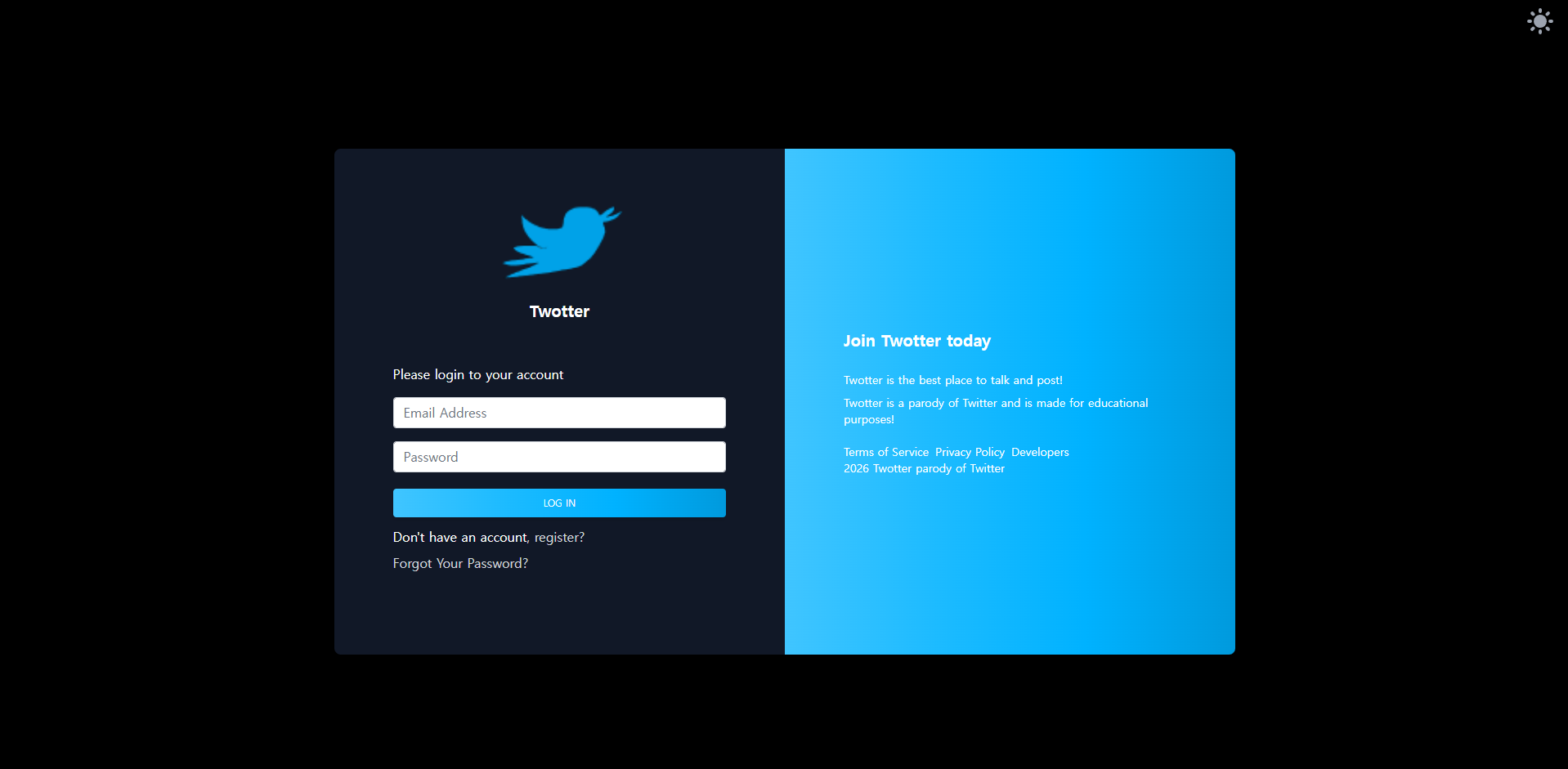 Twotter main feed